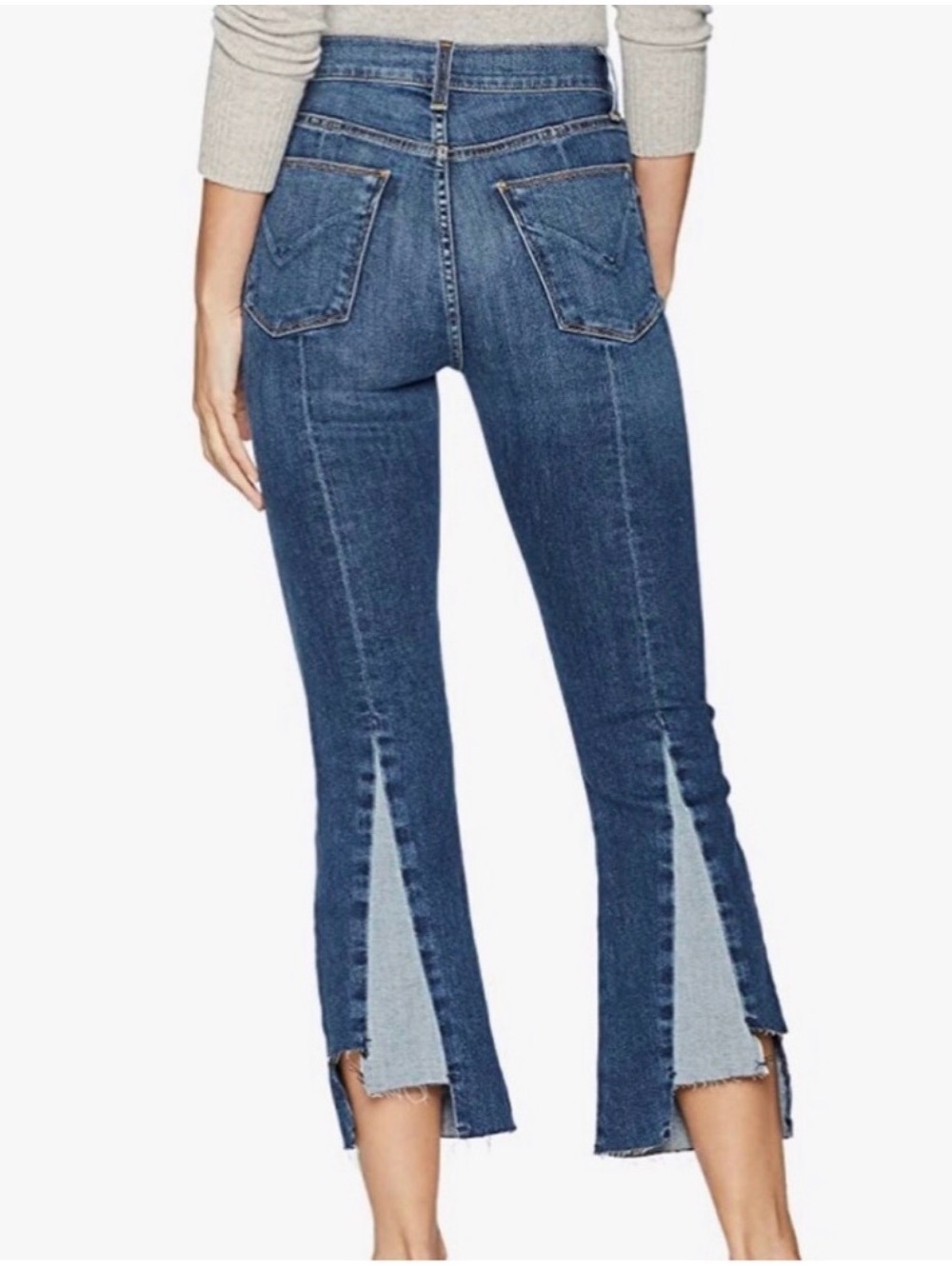 Hudson Jeans Mid-Blue High-Rise Split-Hem Ankle Jeans